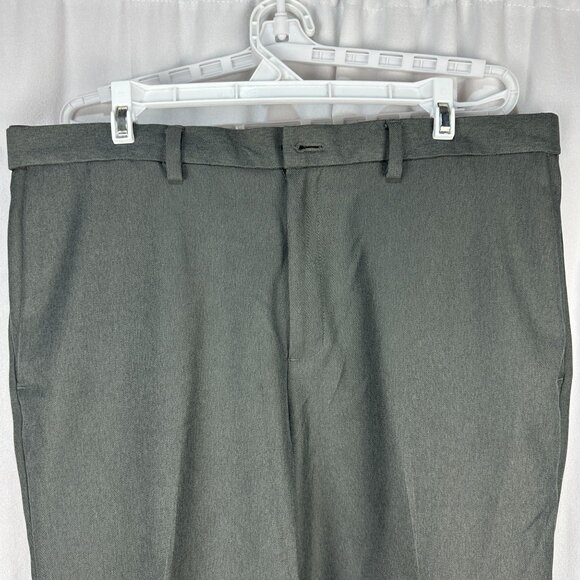 Mens H Haggar Dark Gray Dress Pants 36X30 Polyester Flat Front Trousers - Picture 2 of 7